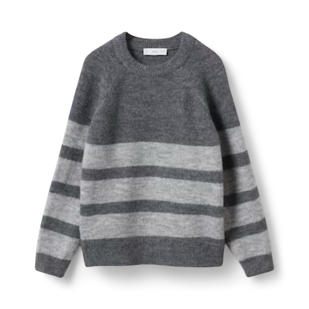 Mango Gray Striped Kids Sweater